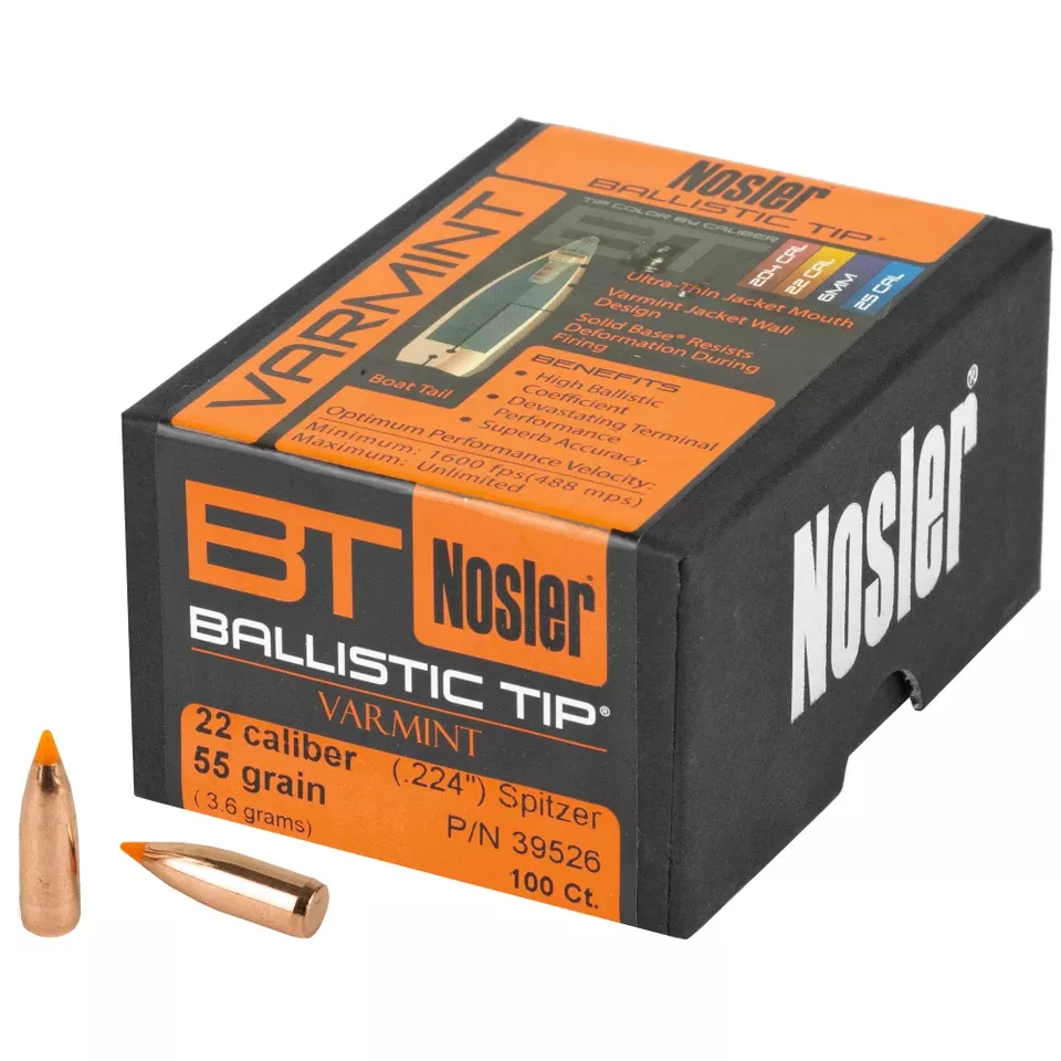 Nosler .22 Caliber 55 Grain Bullets - 100 Count