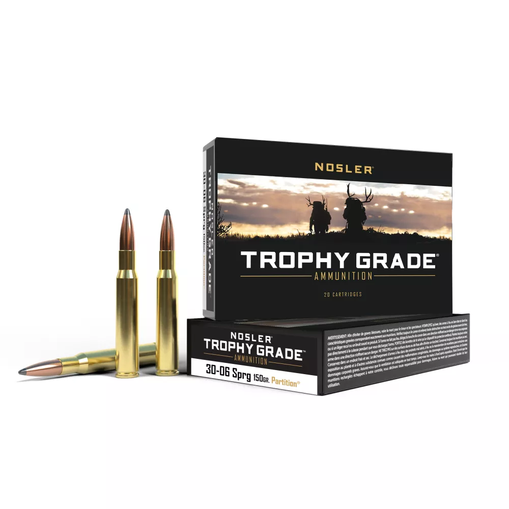Nosler Partition Trophy Grade Rifle Ammunition .30-06 Springfield 150 gr PSP 3000 fps 20/ct