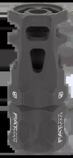 Phase 5 Weapon Systems FATMAN 9mm Hex Brake Black Parkerized Steel 1/2″-36 tpi 3″ OAL