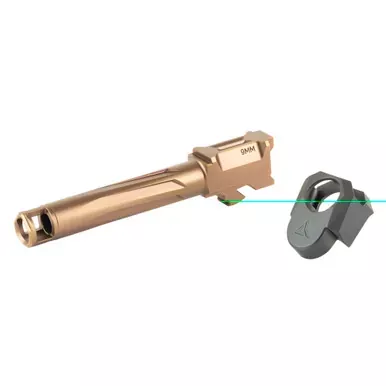 Radian Weapons RAMJET Barrel | AFTERBURNER Compensator | 9MM | DLC Finish | Bronze and Black | INTRA-LOK Mounting System | Fits Glock 19 Gen4 | R0834