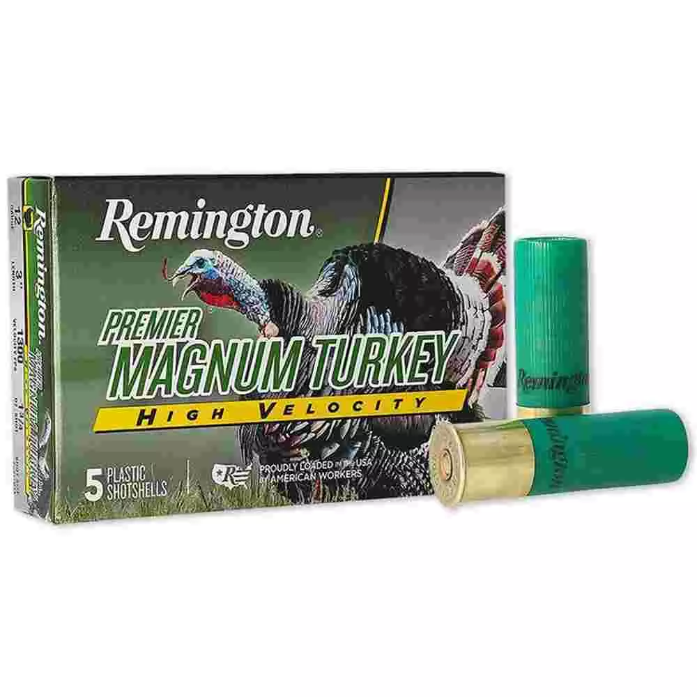 Remington Premier Magnum Turkey High Velocity Shotshells 12ga 3″ 1-3/4oz 1300 fps #4 5/ct
