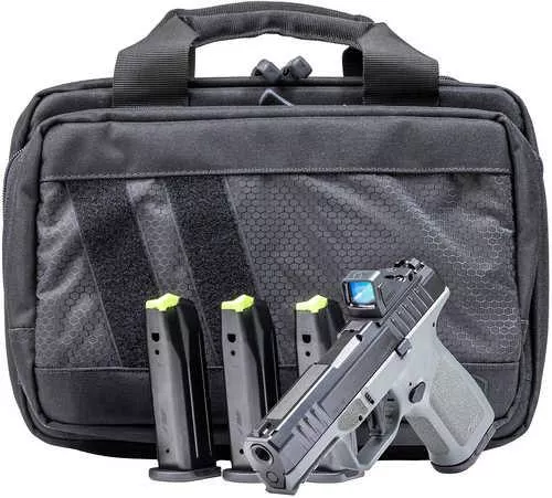 Rost Martin RM1C Bundle Compact 9mm Luger 17+1 4" Black Match Grade Barrel, Black Nitron Steel Serrated w/Optic Slide, Black Polymer Frame w/Picatinny Rail, Textured Grip, Viridian RFX-11 Green Dot, Ambidextrous