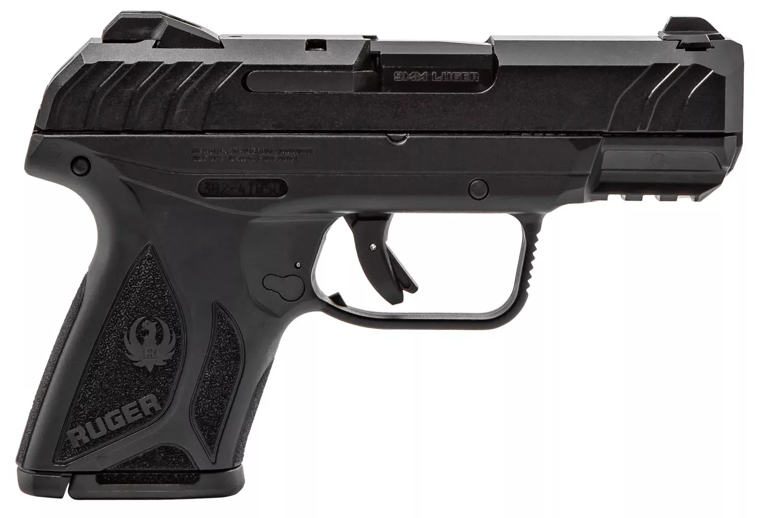 Ruger 3818 Security-9 Compact 9mm Luger3.42″ Barrel 10+1,Black Polymer Frame With Picatinny Acc. Rail, Black Oxide Steel Slide, Manual Safety