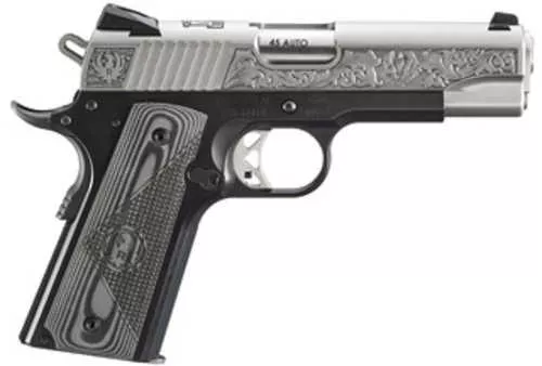 Ruger SR1911 Southport CT Edition Pistol 45 ACP 4.25" Barrel 7Rd Black & Silver