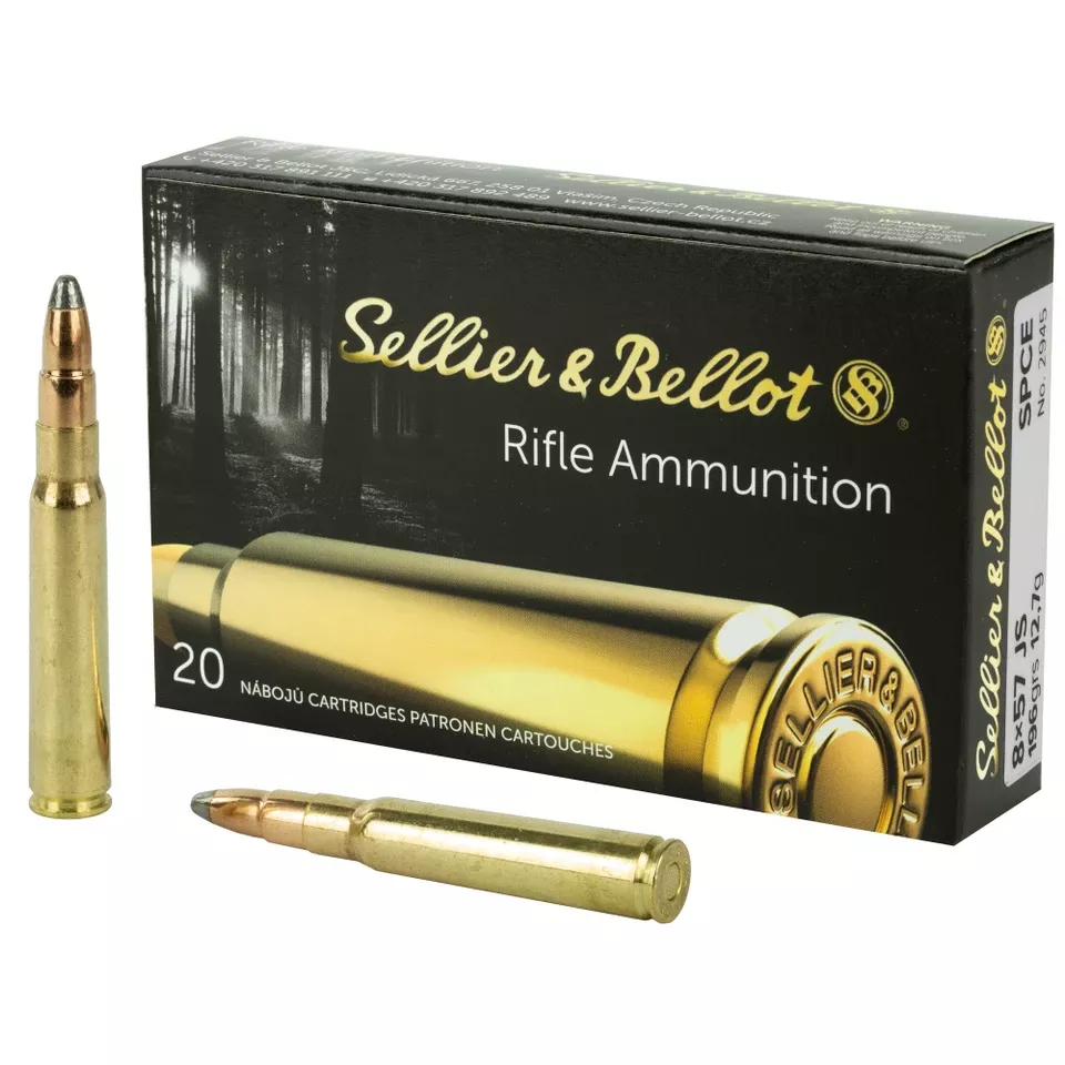 S&B 8x57 JS SPCE 196GR Ammunition - 20 Rounds per Box, 400 Rounds per Case