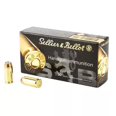 Sellier & Bellot 45 ACP Ammo 230 Grain Jacketed Hollow Point Box of 50