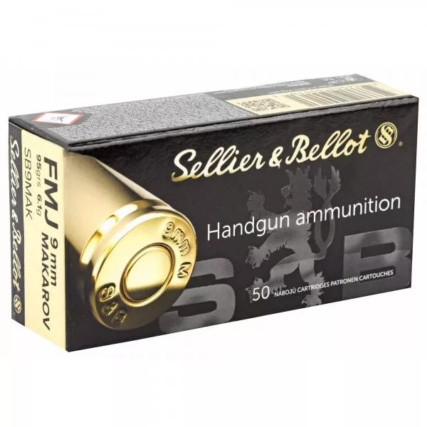 Sellier & Bellot Pistol & Revolver Ammo 9mm Makarov 95 gr FMJ50/box