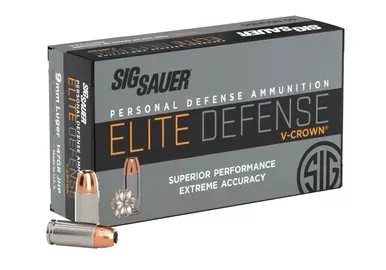Sig Sauer Elite Defense 9mm Hollow Points | Ammo | 9mm | 147Gr | Box Of 50 | E9MMA3-50