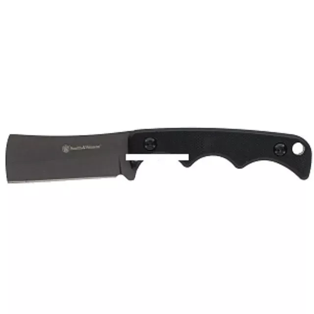 Smith & Wesson H.R.T. Cleaver Neck Fixed Knife 2″ Cleaver Blade Black with Nylon Sheath