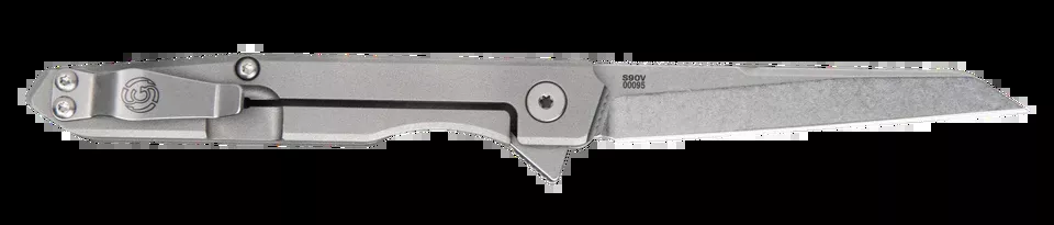 Southern Grind Quill Folding Knife with Stonewashed S90V Blade and Titanium Handle
