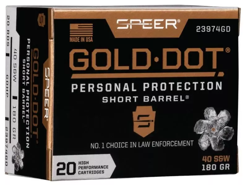 Speer Gold Dot Short Barrel Handgun Ammunition .40 S&W 180 Grain HP 950 fps 20/ct