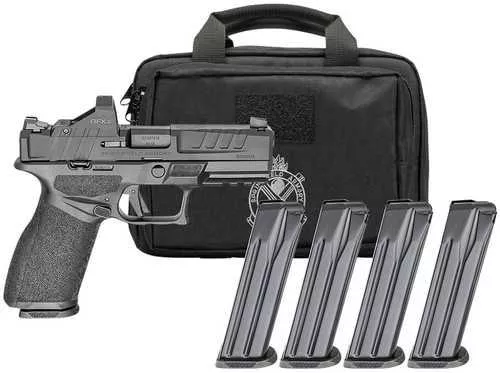 Springfield Armory Echelon 40F.C Gear Pac 9mm Luger 10+1 4" Black Melonite Barrel, Steel Optic Ready/Serrated Slide, Black Polymer Frame w/Picatinny Rail, Ambidextrous