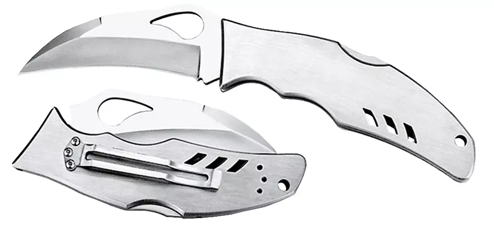 Spyderco BY07P Byrd Crossbill 3.50″ Folding Hawkbill Plain 8CR13MOV SS Blade, Stainless Steel Handle Includes Pocket Clip