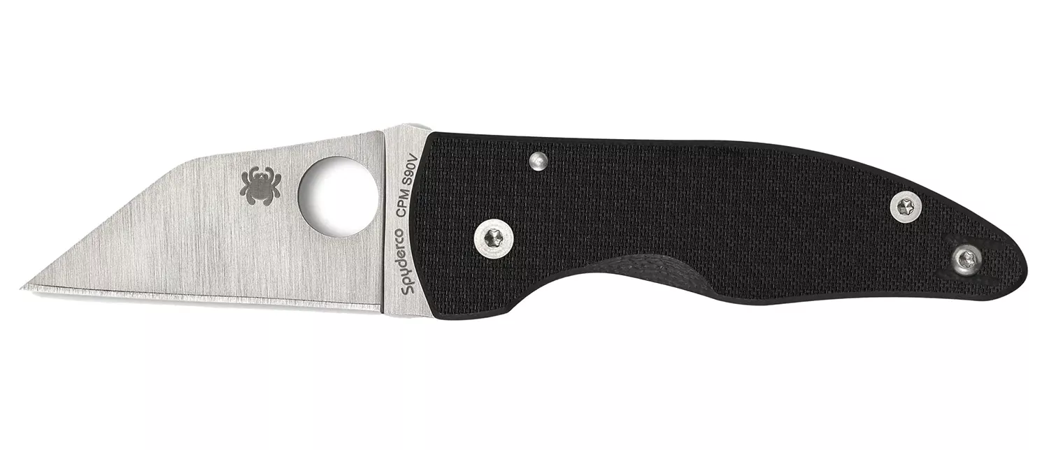 Spyderco C264CFP MicroJimbo 2.45″ Folding Wharncliffe Plain Satin CPM S90V Blade, Black Textured Carbon Fiber Handle