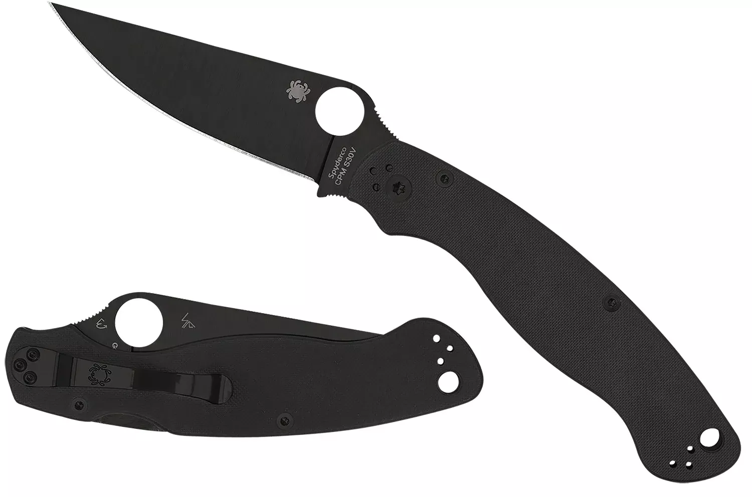 Spyderco C36GPBK2 Military 2 4″ Folding Plain Black DLC CPM S30V SS Blade/ Black Textured G10 Handle Includes Pocket Clip