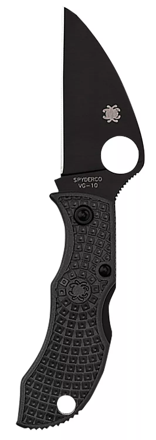 Spyderco MBKWPBK Manbug 1.91″ Folding Wharncliffe Plain Non-Reflective Black TiCN VG-10 SS Blade/Black Textured FRN Handle