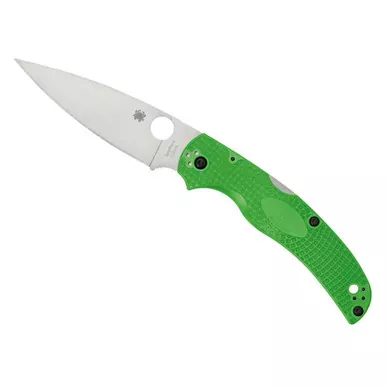 Spyderco Native Chief Lightweight Salt | Folding Knife | Plain Edge | Green FRN Handle | Satin Finish | Silver | 4.02″ Blade Length | LC200N Steel | C244PGR
