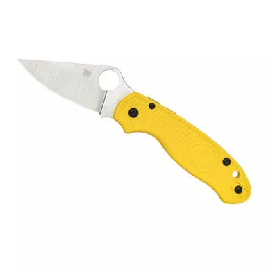 Spyderco Para 3 Lightweight | Folding Knife | Plain Edge | Yellow FRN Handle | Satin Finish | Silver | 2.92″ Blade Length | CPM Magnacut Steel | C223PYL