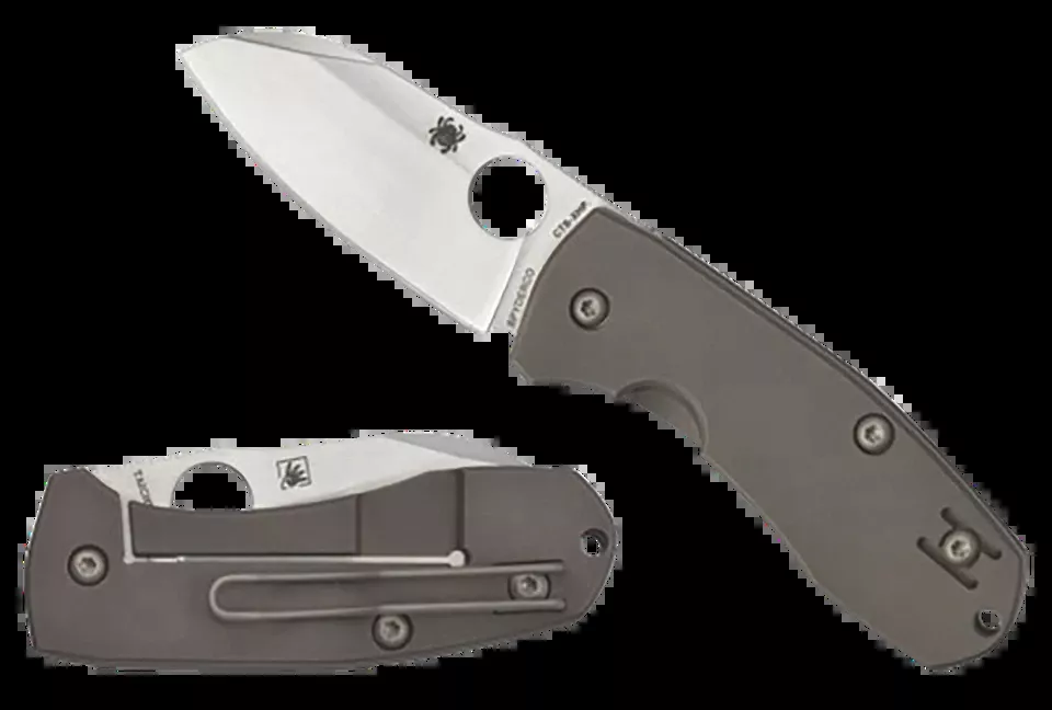 Spyderco Techno 2 Folding Knife with Sheepsfoot Blade and Titanium Handle