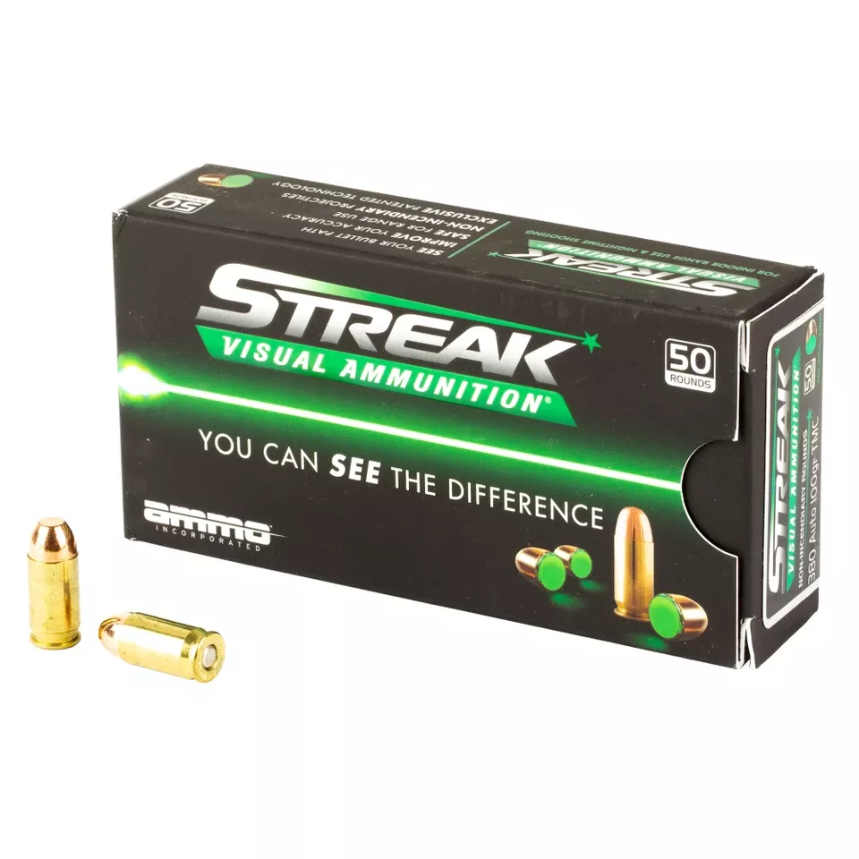 STREAK Green 380 Auto 100 Grain TMC Ammunition - 50 Rounds/1000 Rounds