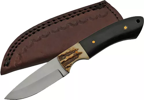 SZCO RITE EDGE 7″ STAG HORN – HUNTING KNIFE LEATHER SHEATH