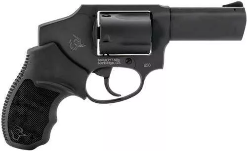 Taurus 650 Small 357 Mag/38 Special +P 5 Shot 3" Matte Black Alloy Steel Barrel, Cylinder & Frame, Black Rubber Grip, Transfer Bar Safety, Concealed Hammer