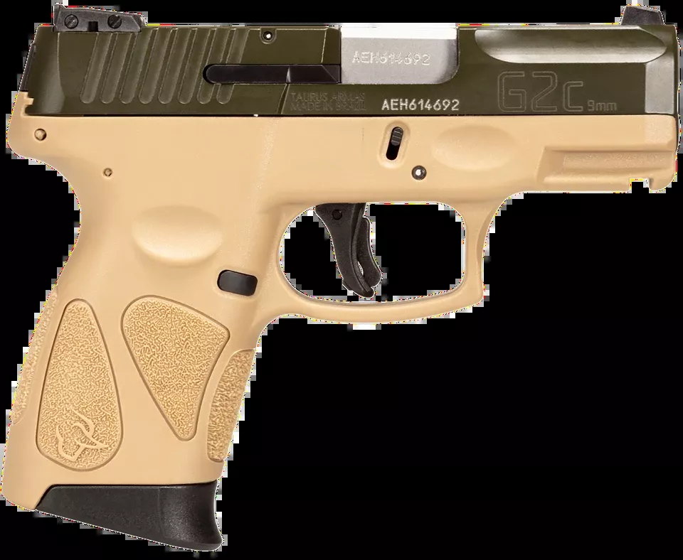Taurus G2C 9mm Compact Pistol, Moss Green/Coyote Tan, 12+1 Capacity, 3.26" Barrel