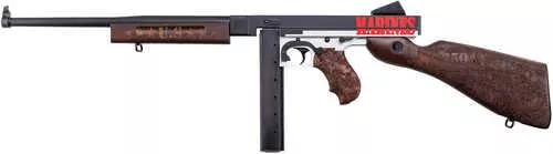 Thompson TM1C6 Marines 250th Anniversary 45 ACP 30+1 16.50" Midnight Blue Cerakote Barrel, Midnight Blue/Stormtrooper White Cerakote Steel Receiver, Engraved Walnut Fixed Stock, Engraved Wood Grip