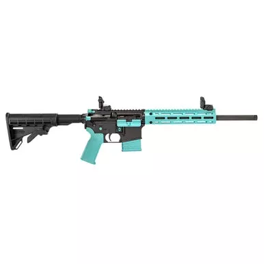 Tippmann M4-22 LTE Semi Automatic Rifle 22 Long Rifle 16″ Steel Barrel Robin Egg Blue Accent Parts Black Frame