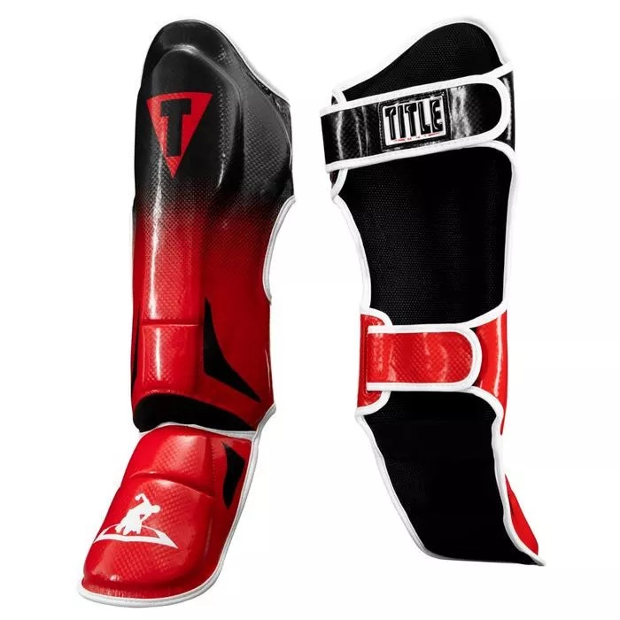 Title MMA Pro Style Shin & Instep Guards Black /Red