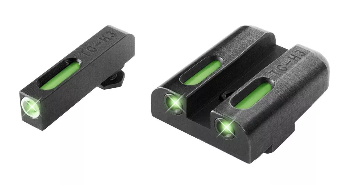 Truglo TFX Tritium/Fiber Optic Day/Night Sights Fits Glock 20 21 25 28 29 30 31 32 37 40 and 41 – White Outline Front/Rear Green
