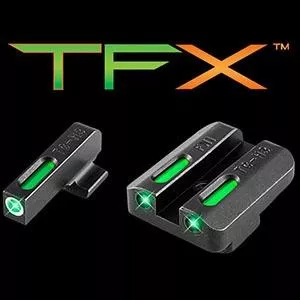 Truglo TFX Tritium/Fiber-Optic Day/Night Sights FNH FNP-9 FNX-9 FNS-9 including Compact – White Outline Front/Rear Green