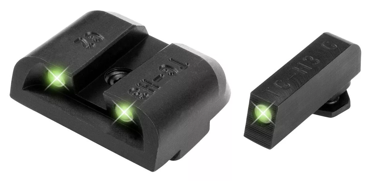 Truglo Tritium Pro Night Sights Fit Glock MOS 20 21 25 28 29 30 31 32 37 40 and 41 – White Outline Front/Rear Green