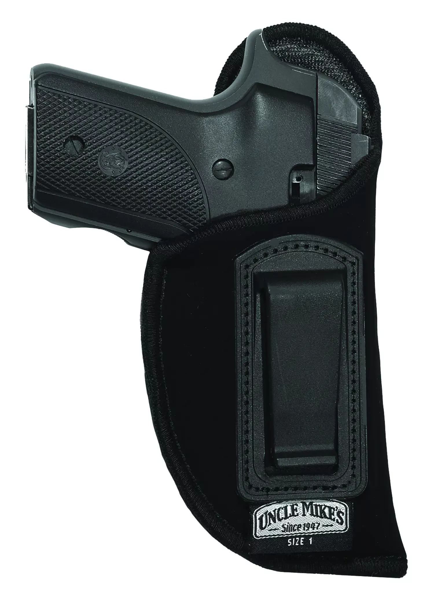 Uncle Mike’s 89362 Inside The Pants Holster IWB Size 36 Black Suede Like Belt Clip Fits Sm Frame 5RD Revolver W/Hammer Spur Fits 2″ Barrel Left Hand
