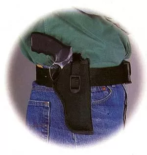 Uncle Mike’s Sidekick Hip Holster for 5″ – 6-1/2″ Barrel medium and large double action revolvers in Black Right Hand