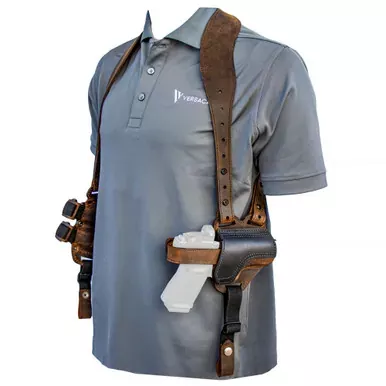 Versacarry Shoulder Holster Deluxe | Fits Full Size Pistols | Leather and Kydex | Distressed Brown | Right Hand | SH21