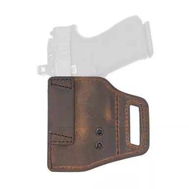 Versacarry V-Slide | Belt Slide Holster | Right Hand | Fits Glock 19 | Distressed Leather and Polymer | Brown | VSL211G19