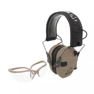 Walker’s Razor | Electronic Ear Protection | Flat Dark Earth Color | Includes Matching Clear Shooting Glasses | GWP-RSEMSPSGL-FDE