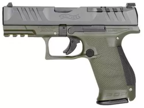 Walther Arms PDP Compact Pistol 9mm Luger 4" Barrel 10Rd Black Slide Green Finish