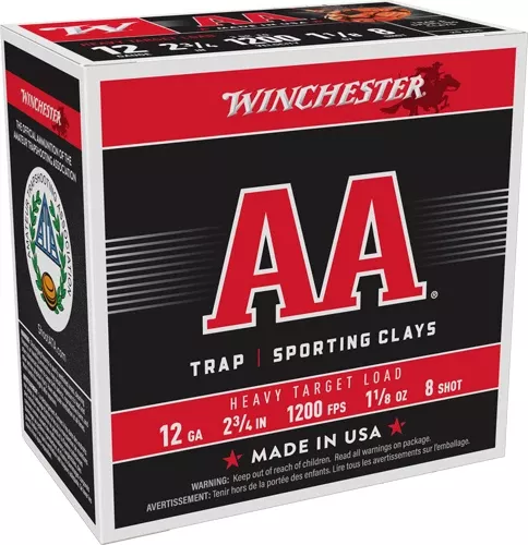 Winchester AA 12GA 2.75" 1-1/8oz #8 1200FPS 250 Rounds Case