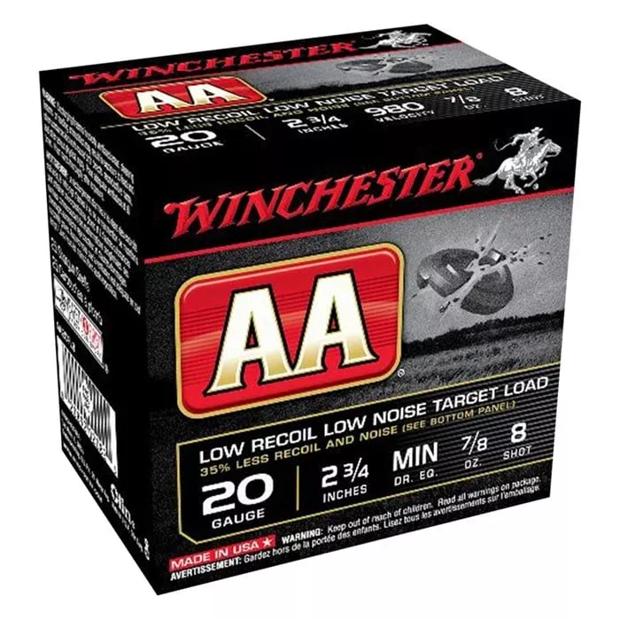 WINCHESTER – AA Low Recoil Low Noise 20 Ga 2-3/4″ 7/8oz #8 Shot 250/Case Quantity Discount PriceAdd To Favorite