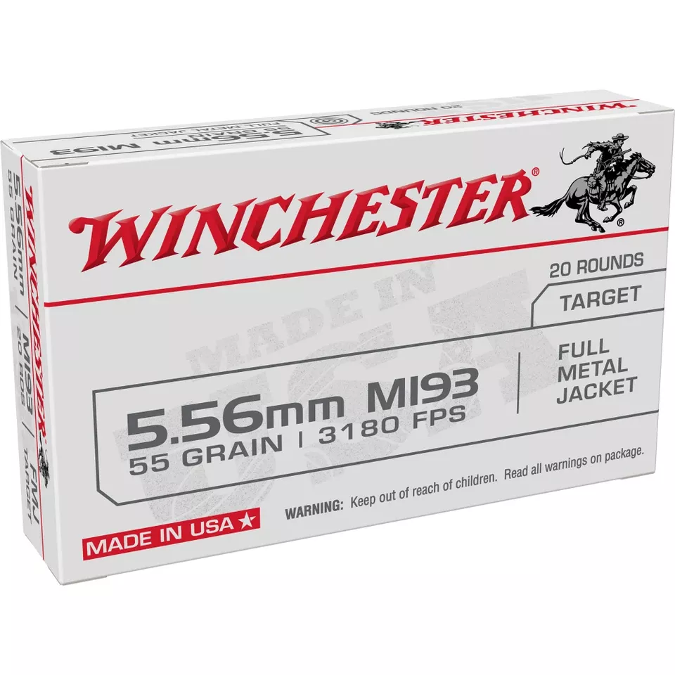 Winchester M193 5.56mm 55 Grain FMJ Ammunition - 20 Rounds/1000 Rounds