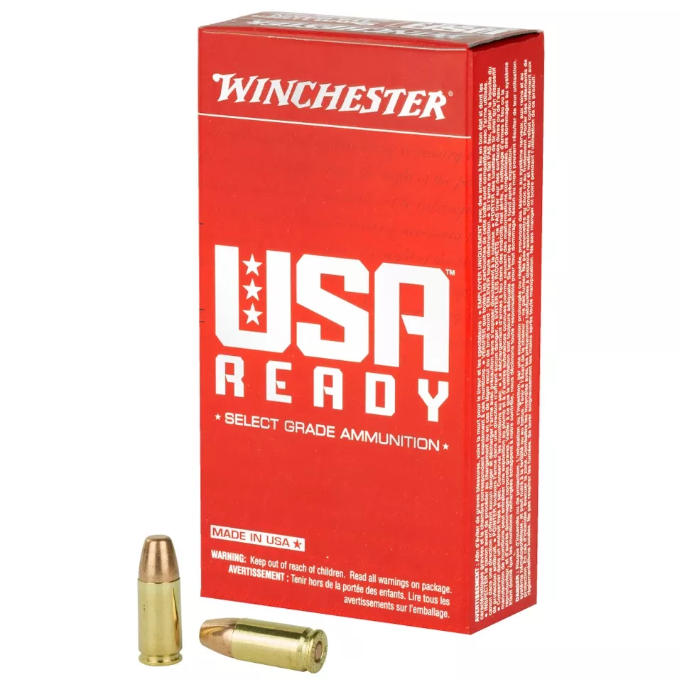 Winchester USA Ready 9mm 115gr FMJ Ammunition - 50 Rounds/500 Rounds