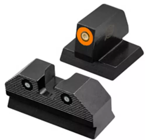 XS Sights R3D | 2.0 | Tritium Night Sight | For Desert Eagle (.44 Mag/.50AE) | Standard Height | Orange Front Outline | Green Tritium Front/Rear | MR-R201S-6N