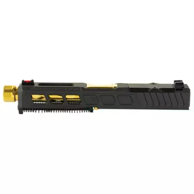 Zaffiri Precision ZPS.3 | Optics Ready Complete Slide | RMR Footprint | Lightening Cuts | Threaded TiN Gold Barrel | HD Fiber Sights | Armor Black | For Glock 17 Gen 3 | ZPS.3.17.BLK.CU