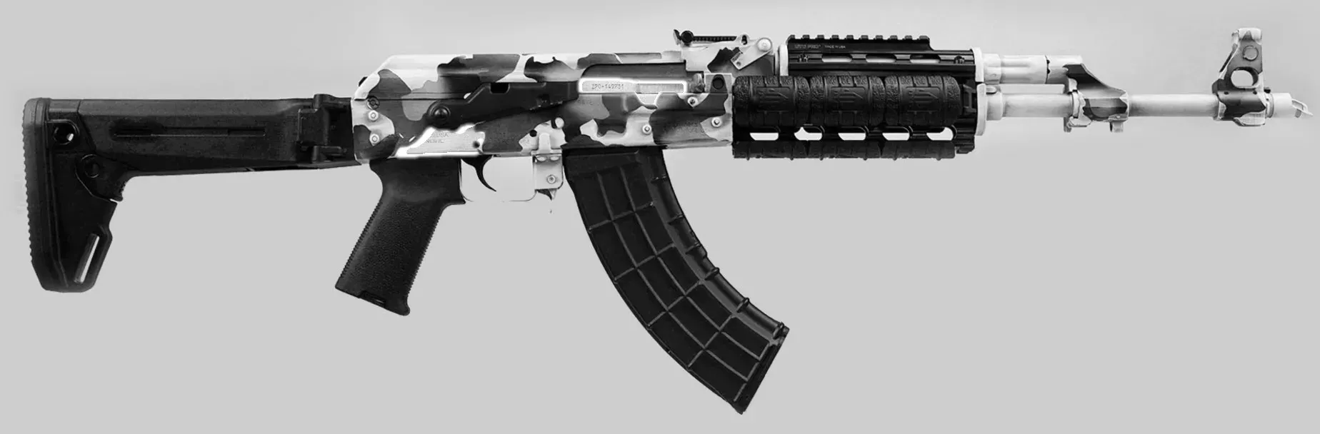 Zas ZPAPM70 7.62X39 Camo White Cerakote BLK Rail