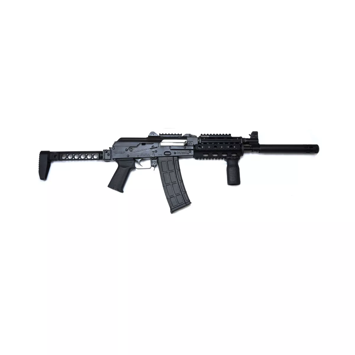 ZPAP85 AK Rifle 5.56×45 |Quad rail | Top rail | MI LWS Stock | Magpul Pistol Grip | Magpul Vertical Grip | Muzzle Extension | rear rail adaptor |30rd Magazine | Black